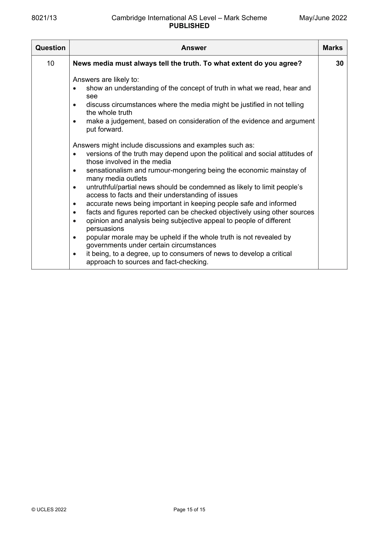 Mark scheme, page 15 of 15