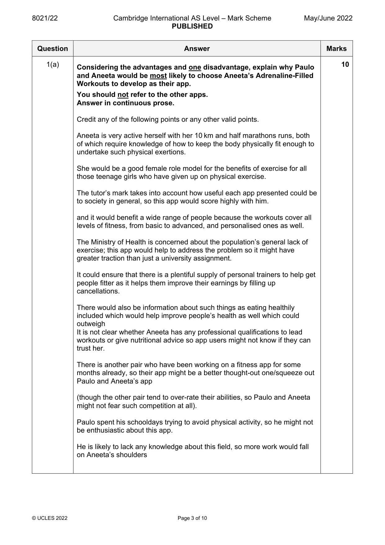 Mark scheme, page 3 of 10