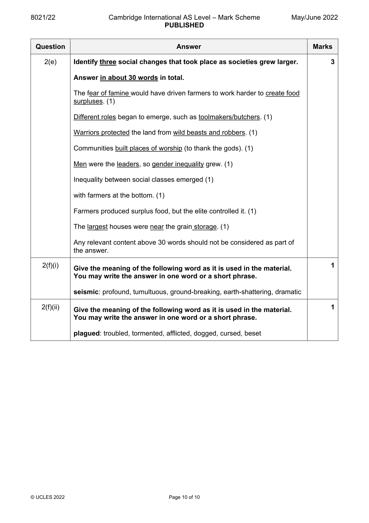Mark scheme, page 10 of 10