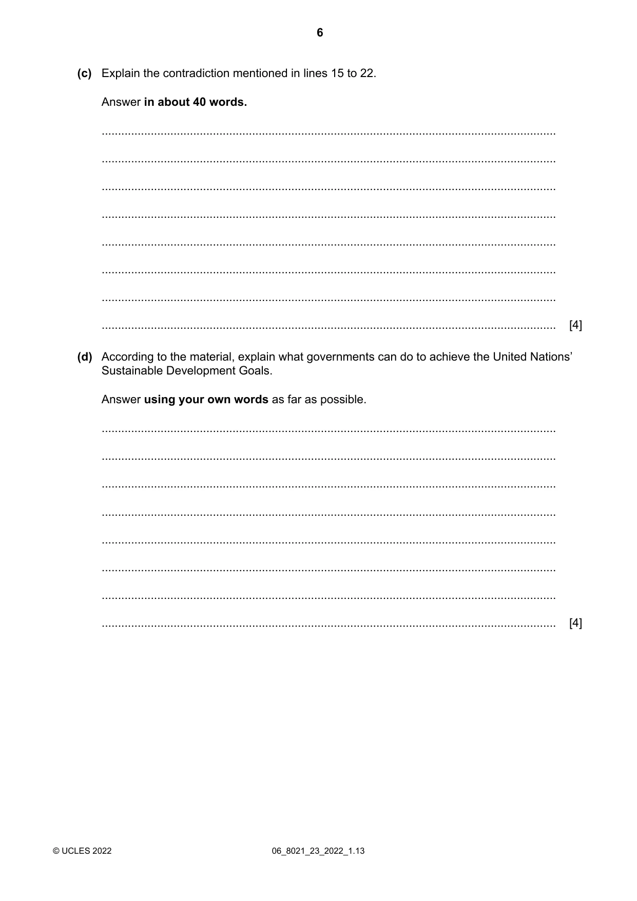 Cambridge A Level English General Paper 8021 2022 May/June Paper 2 · Variant 3 question paper, page 6 of 8