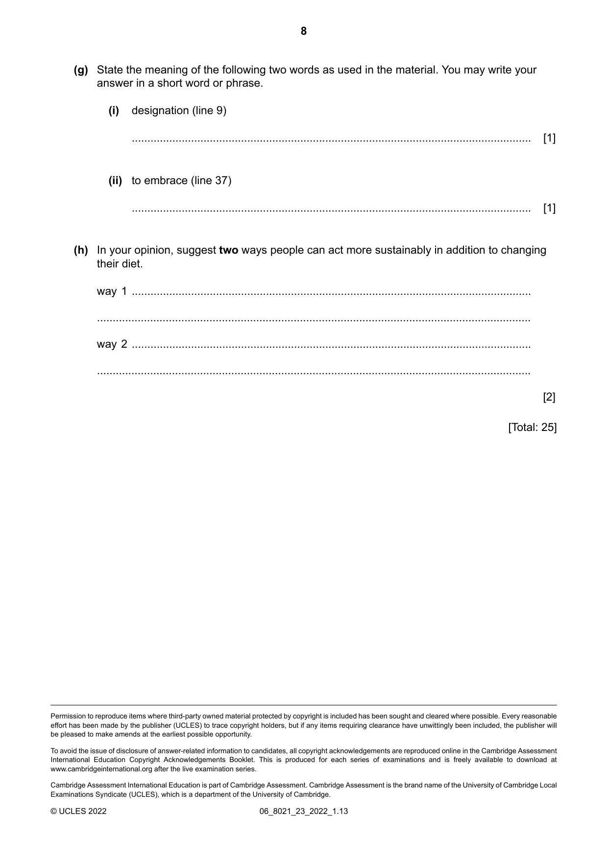 Cambridge A Level English General Paper 8021 2022 May/June Paper 2 · Variant 3 question paper, page 8 of 8