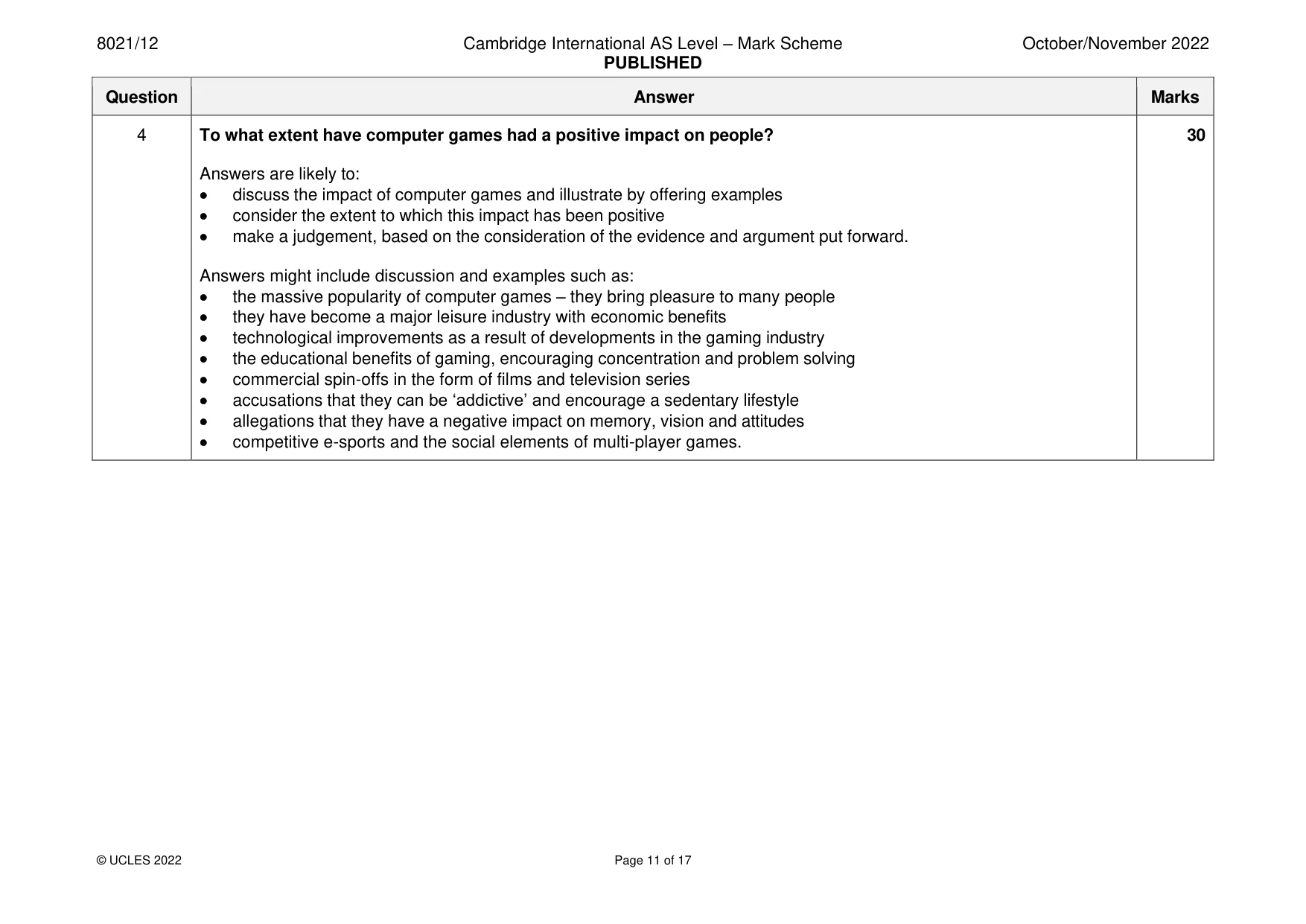Mark scheme, page 11 of 17