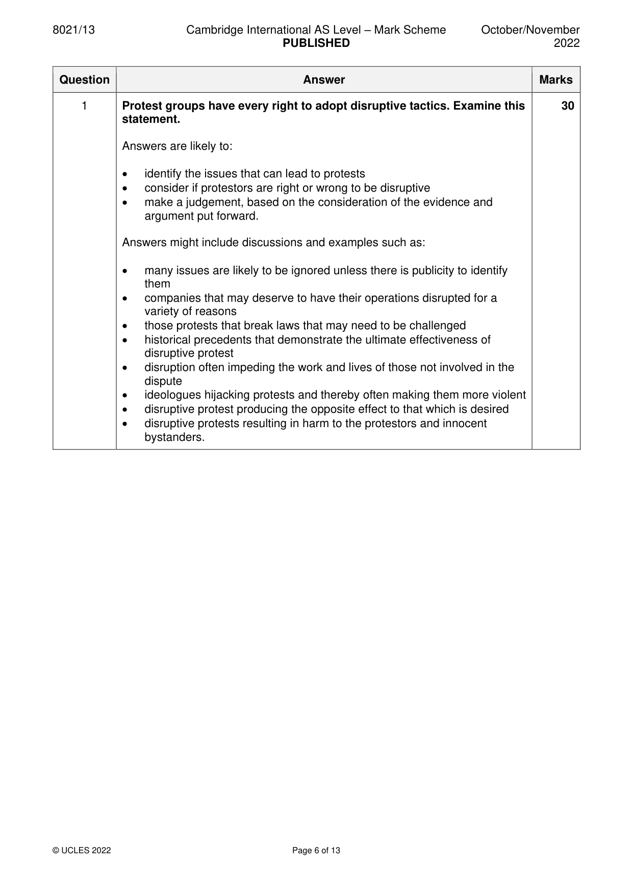 Mark scheme, page 6 of 13