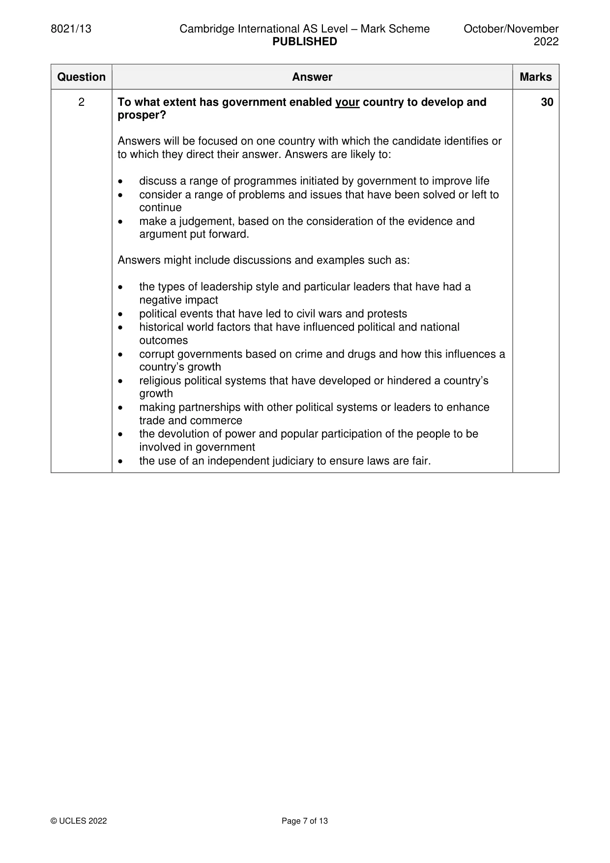 Mark scheme, page 7 of 13