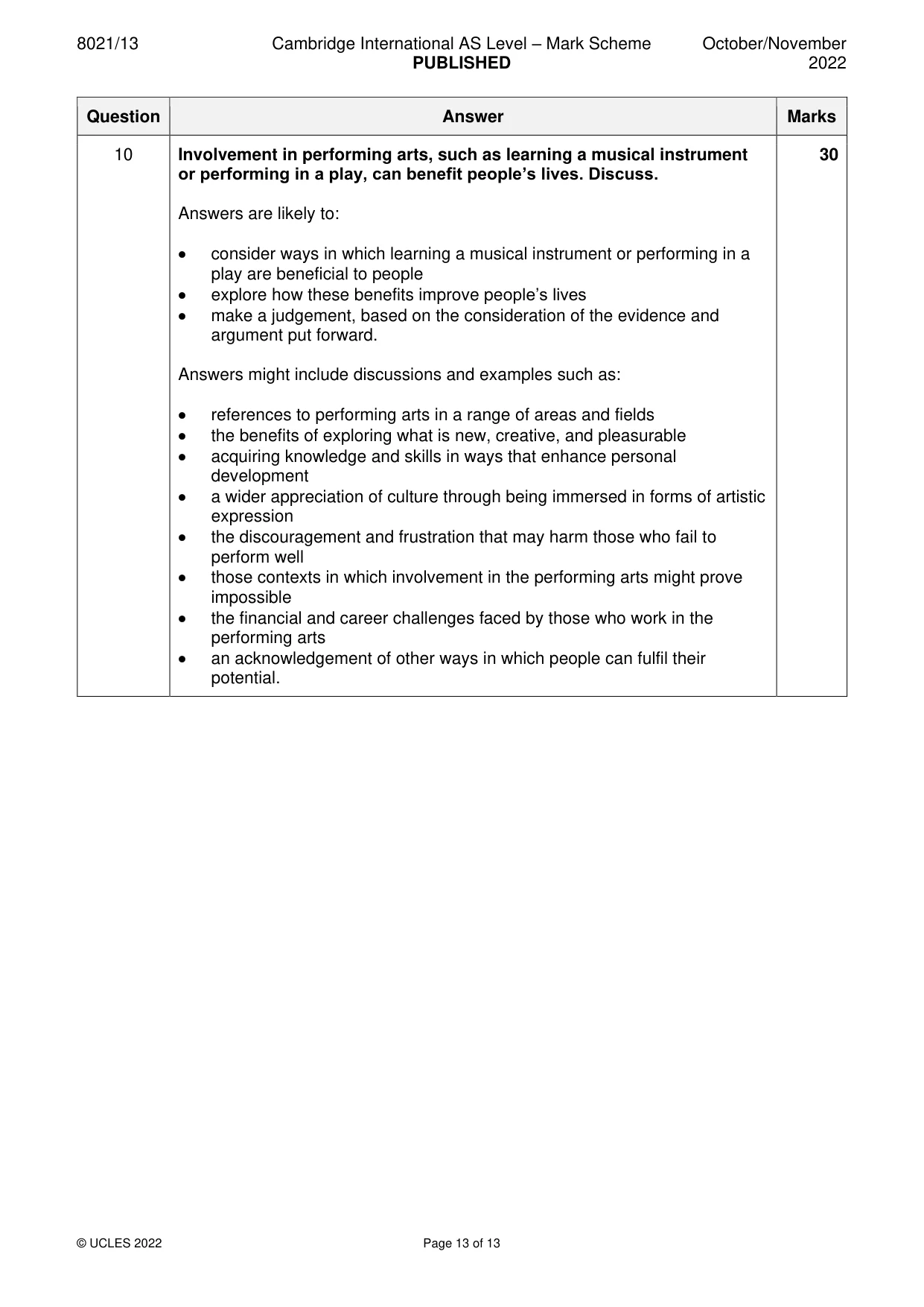 Mark scheme, page 13 of 13
