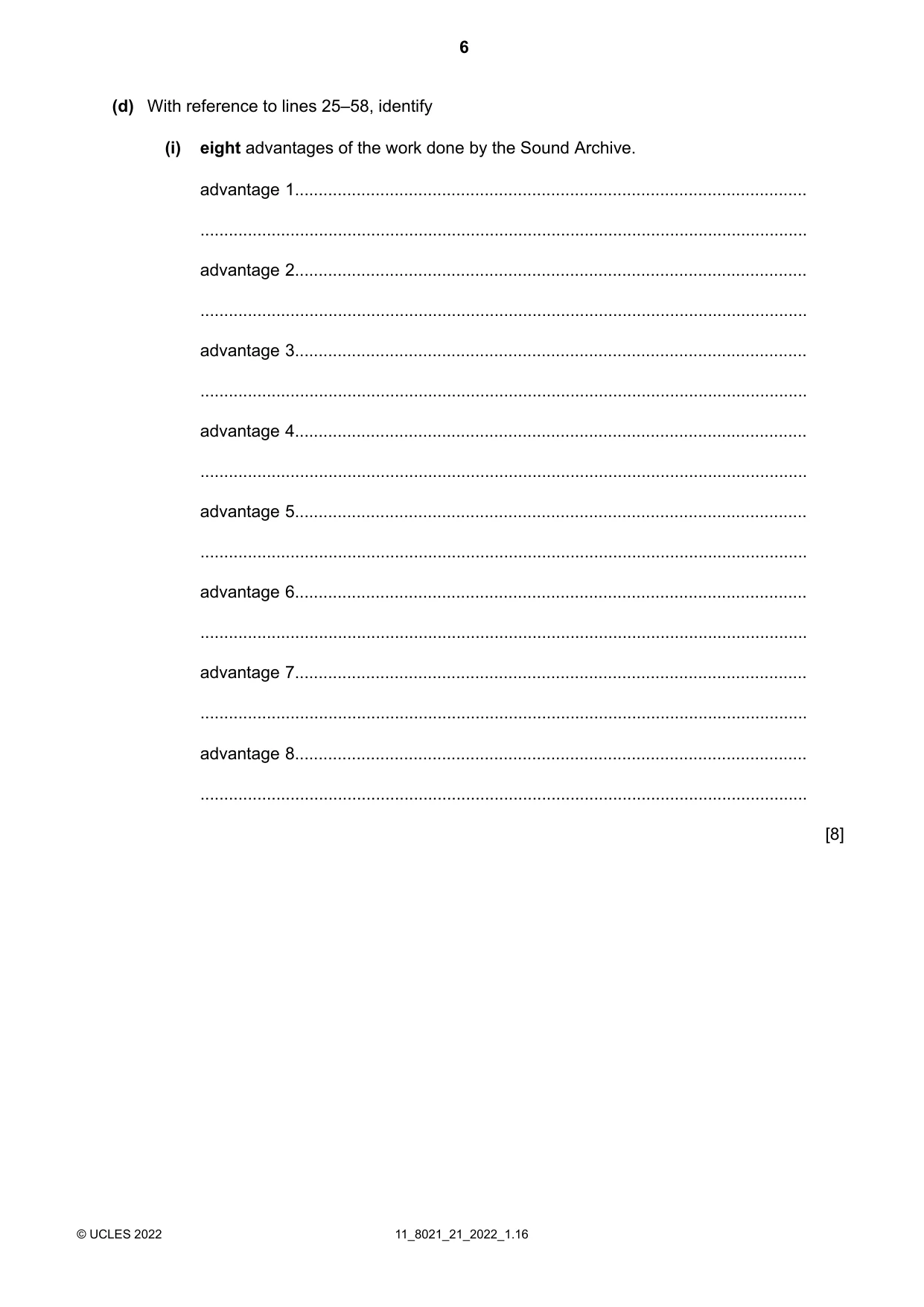 Cambridge A Level English General Paper 8021 2022 Oct/Nov Paper 2 · Variant 1 question paper, page 6 of 8