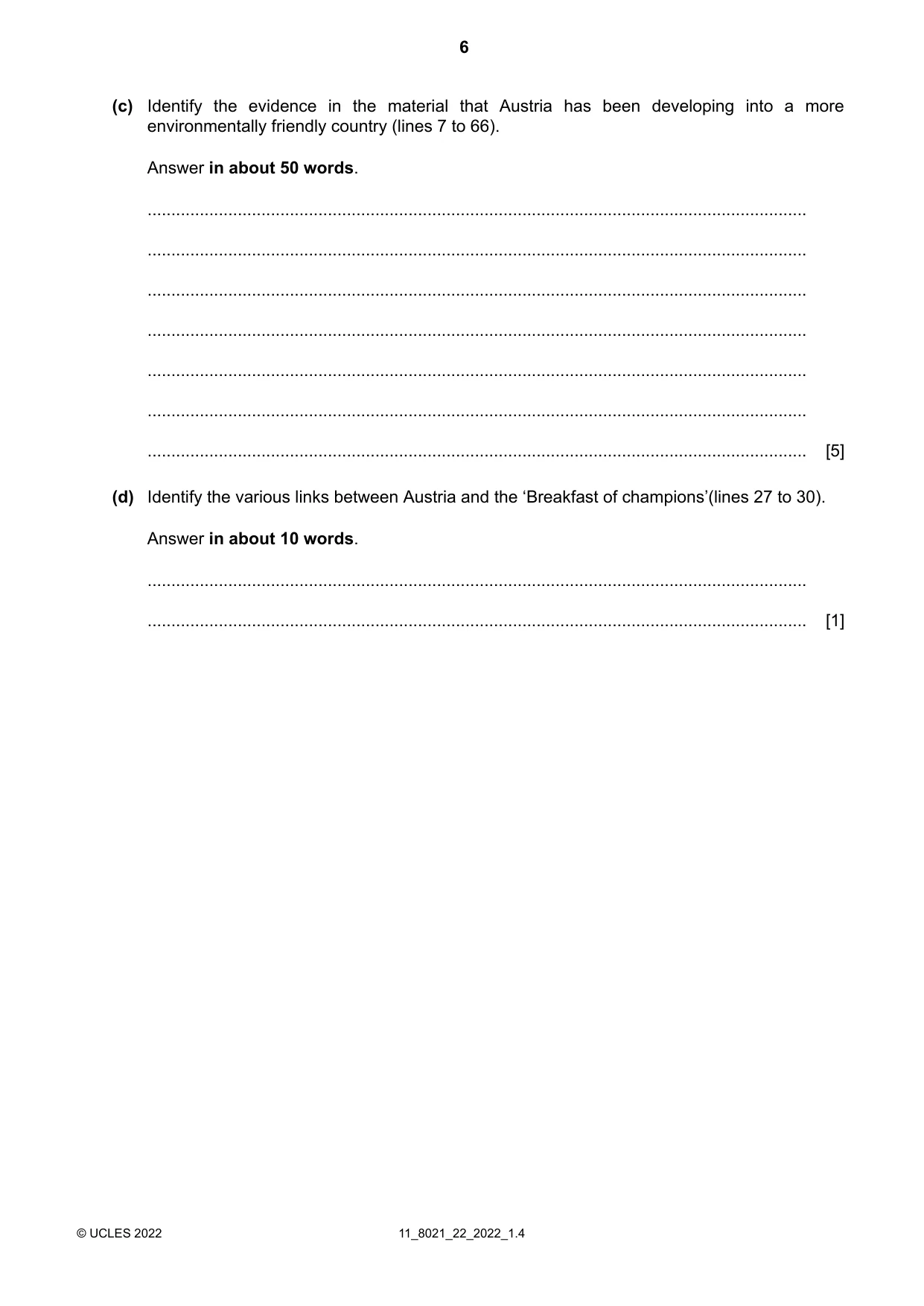 Cambridge A Level English General Paper 8021 2022 Oct/Nov Paper 2 · Variant 2 question paper, page 6 of 8