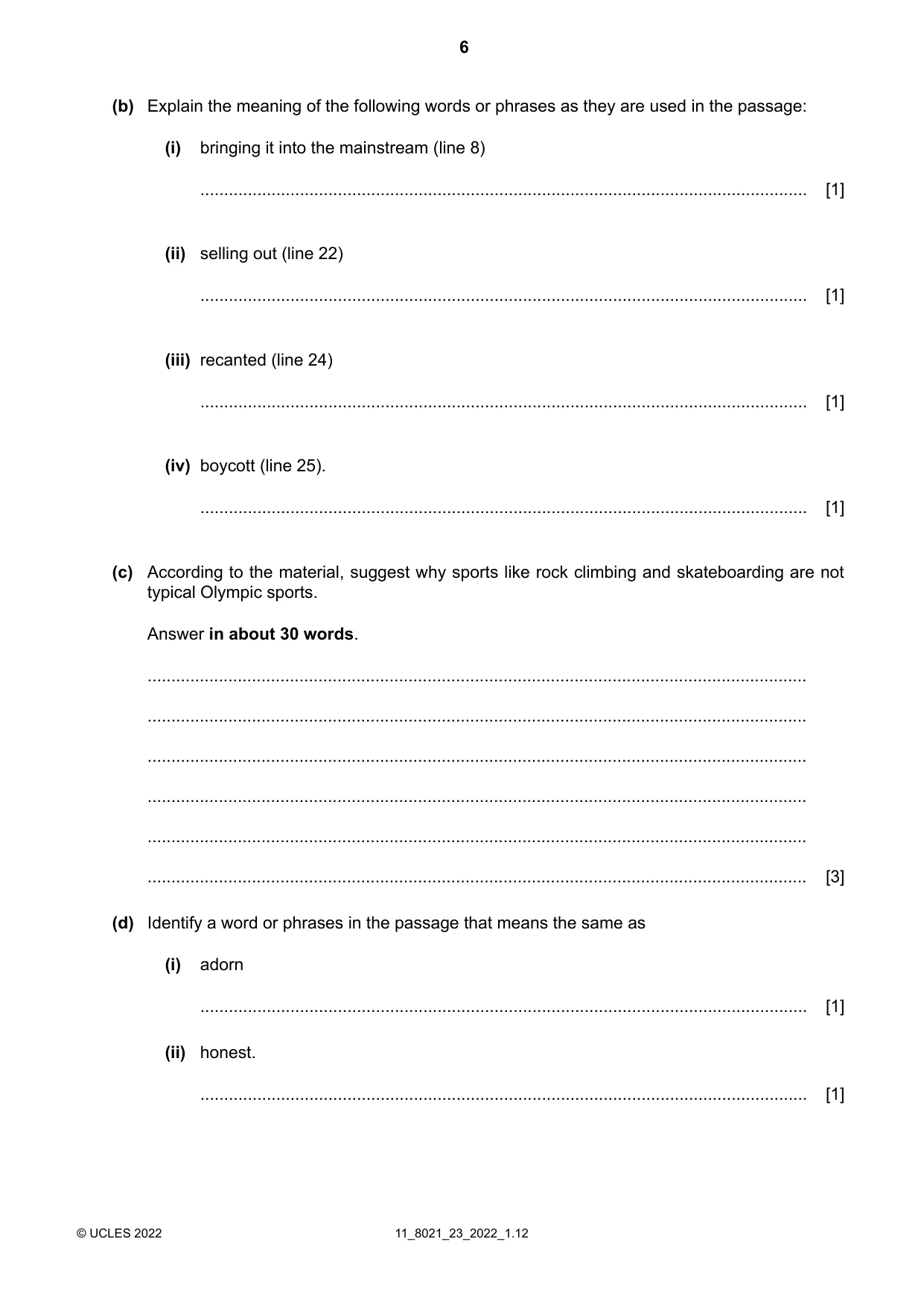 Cambridge A Level English General Paper 8021 2022 Oct/Nov Paper 2 · Variant 3 question paper, page 6 of 8