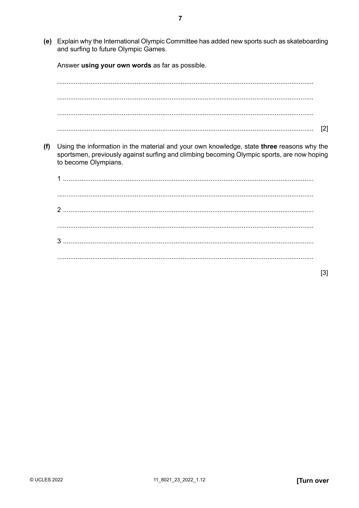 Cambridge A Level English General Paper 8021 2022 Oct/Nov Paper 2 · Variant 3 question paper, page 7 of 8