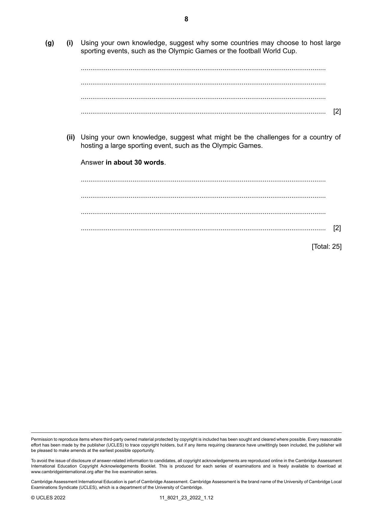 Cambridge A Level English General Paper 8021 2022 Oct/Nov Paper 2 · Variant 3 question paper, page 8 of 8