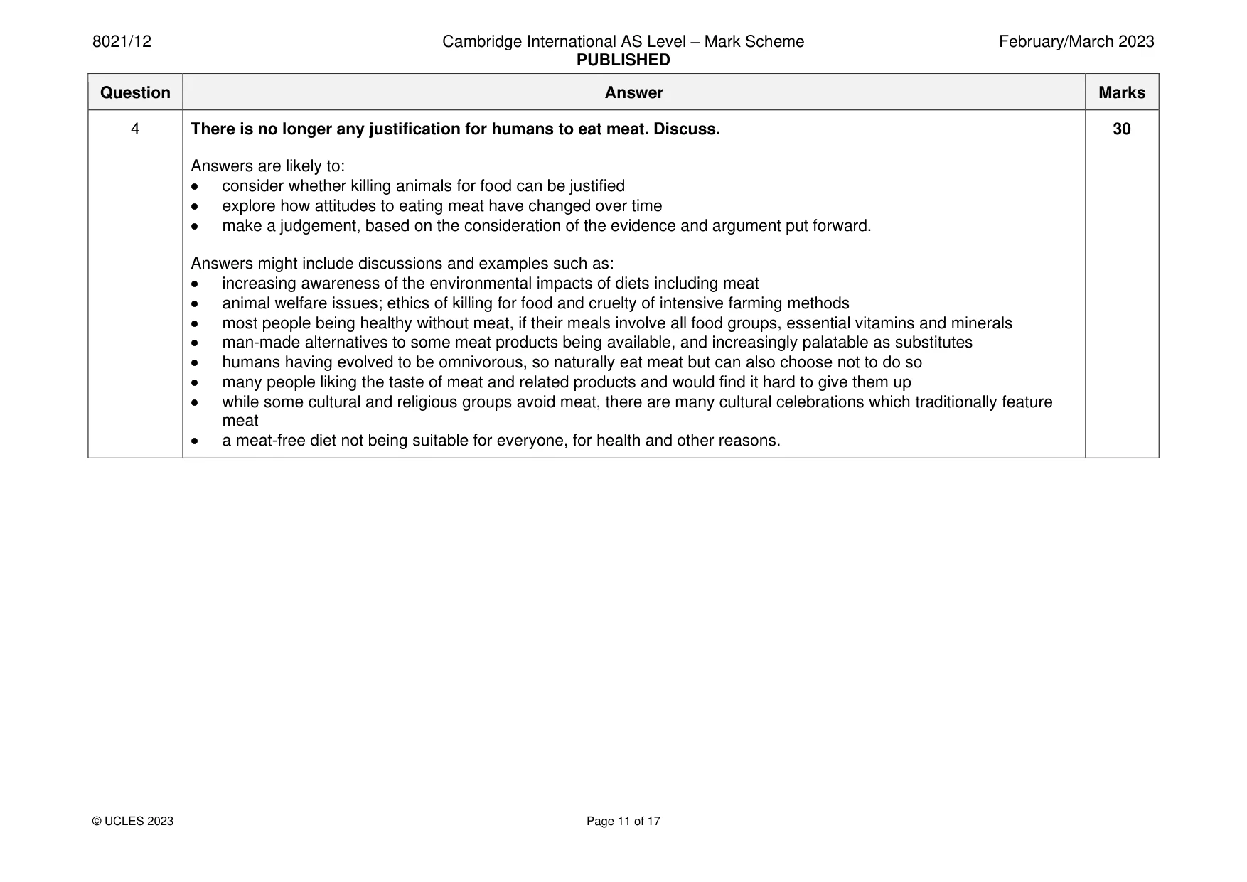 Mark scheme, page 11 of 17
