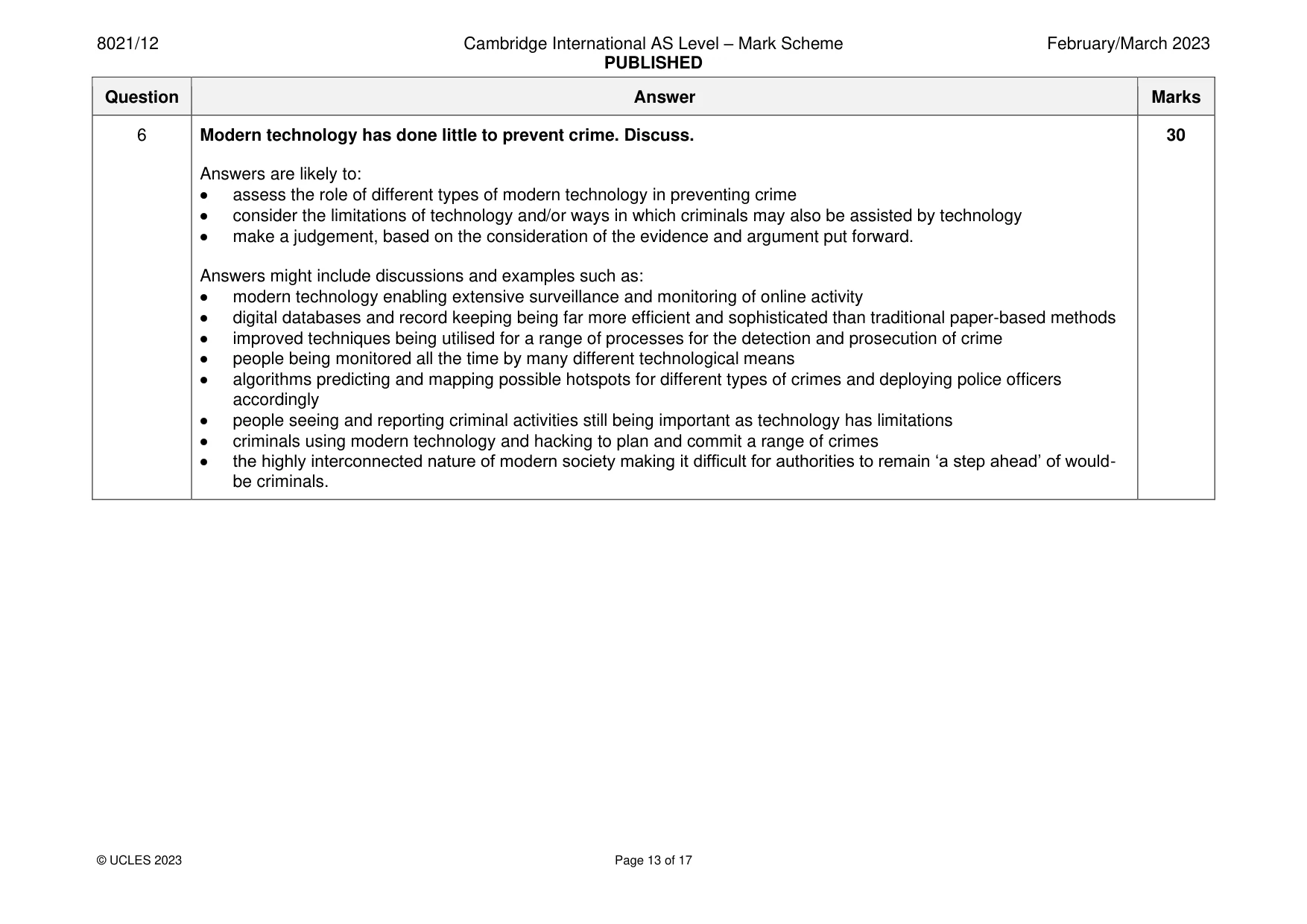 Mark scheme, page 13 of 17