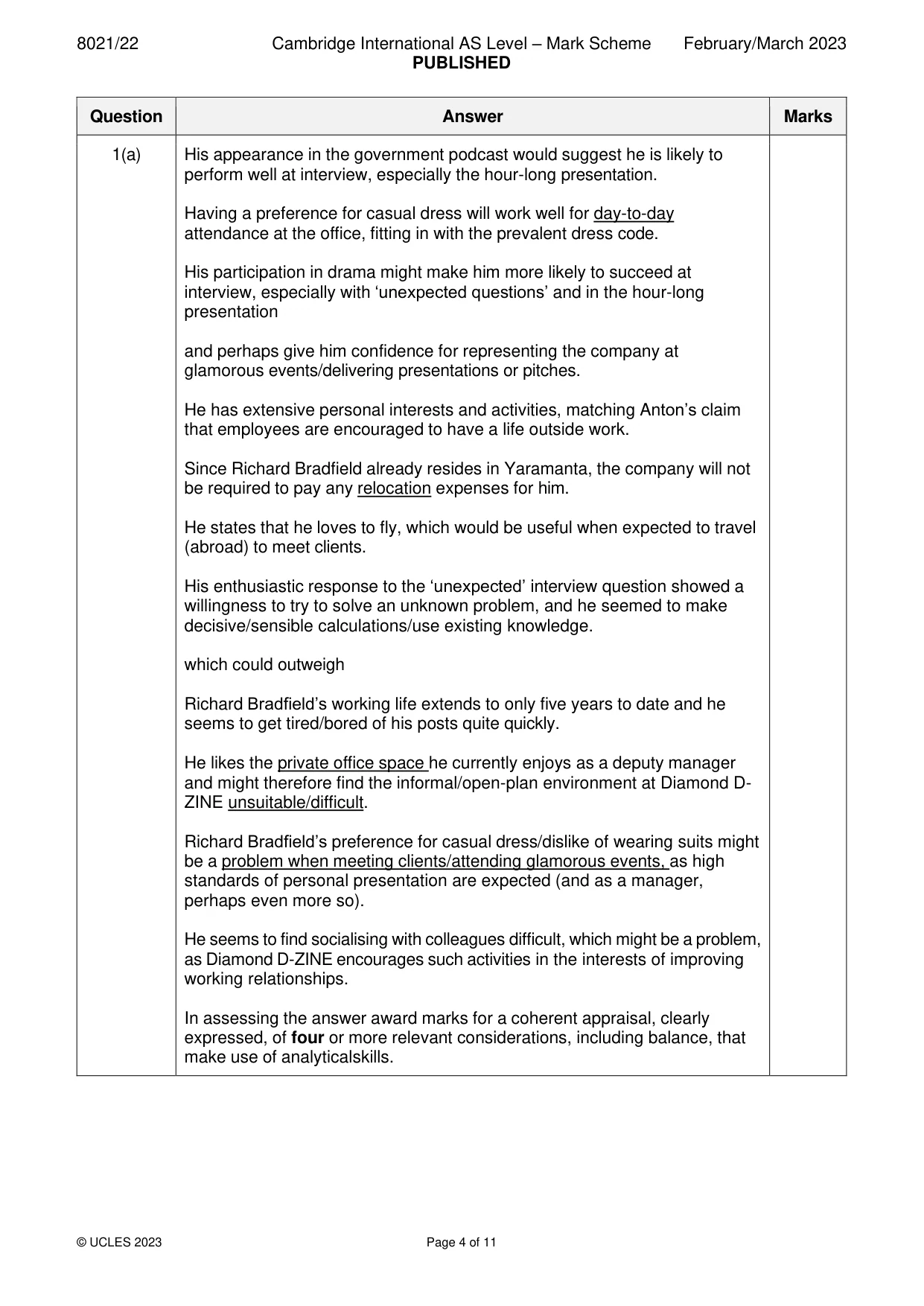 Mark scheme, page 4 of 11