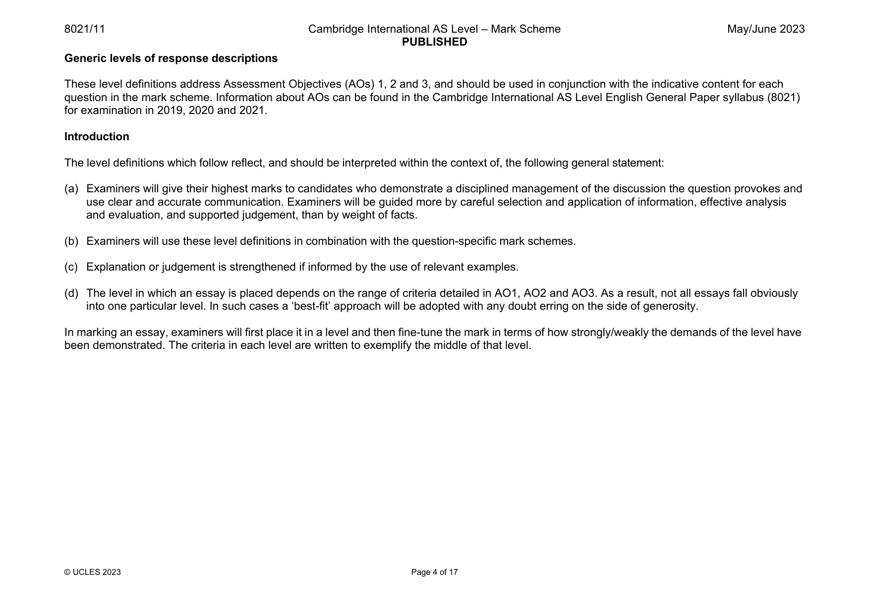 Mark scheme, page 4 of 17