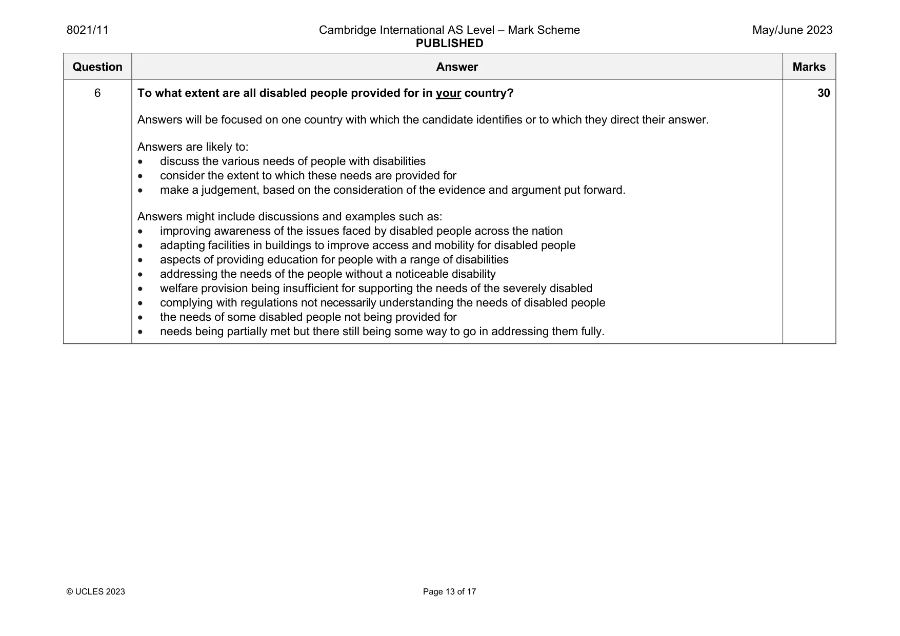 Mark scheme, page 13 of 17