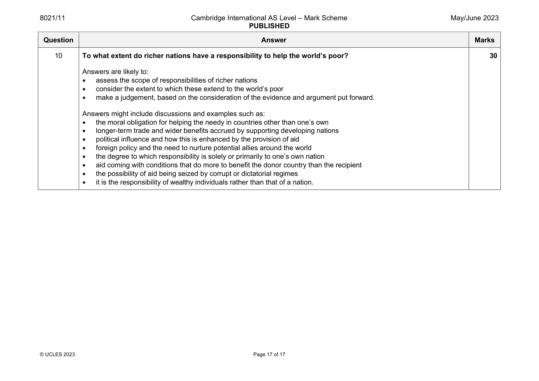 Mark scheme, page 17 of 17