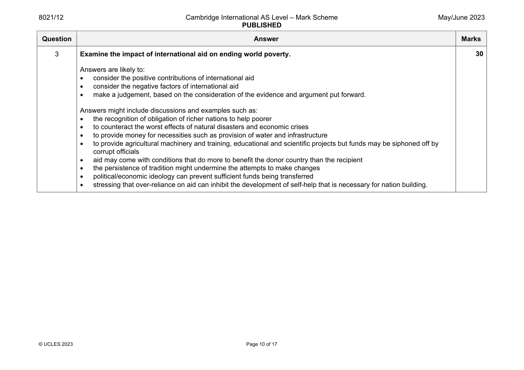 Mark scheme, page 10 of 17