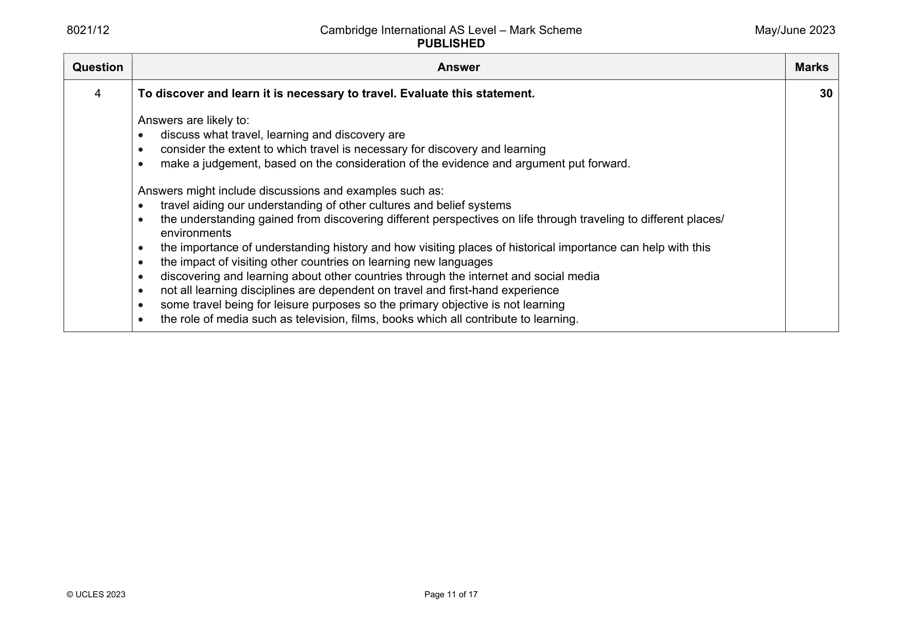 Mark scheme, page 11 of 17
