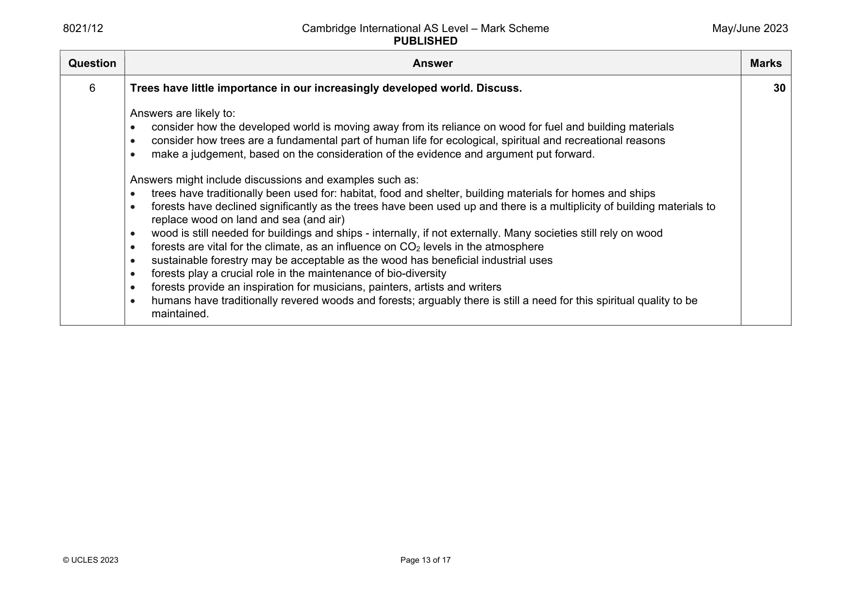 Mark scheme, page 13 of 17