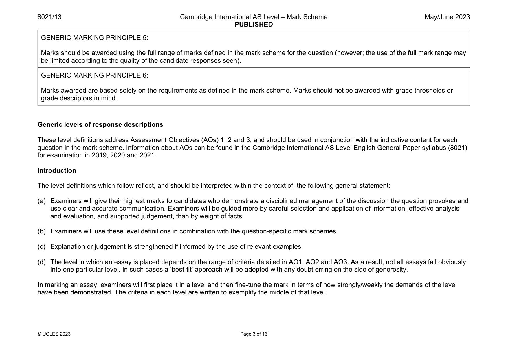 Mark scheme, page 3 of 16