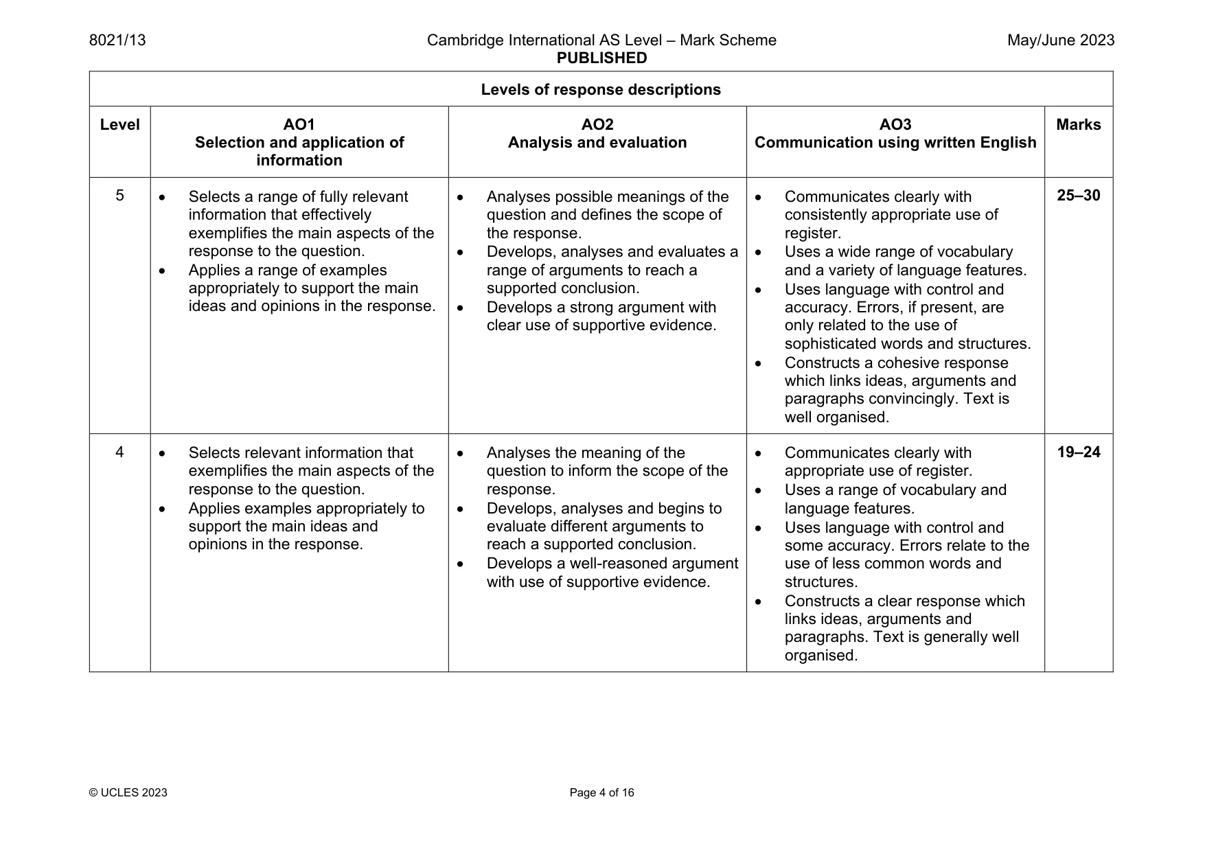 Mark scheme, page 4 of 16