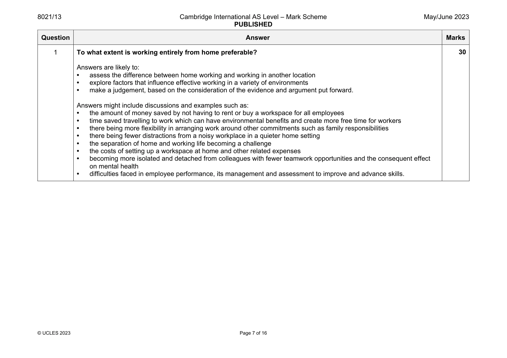 Mark scheme, page 7 of 16