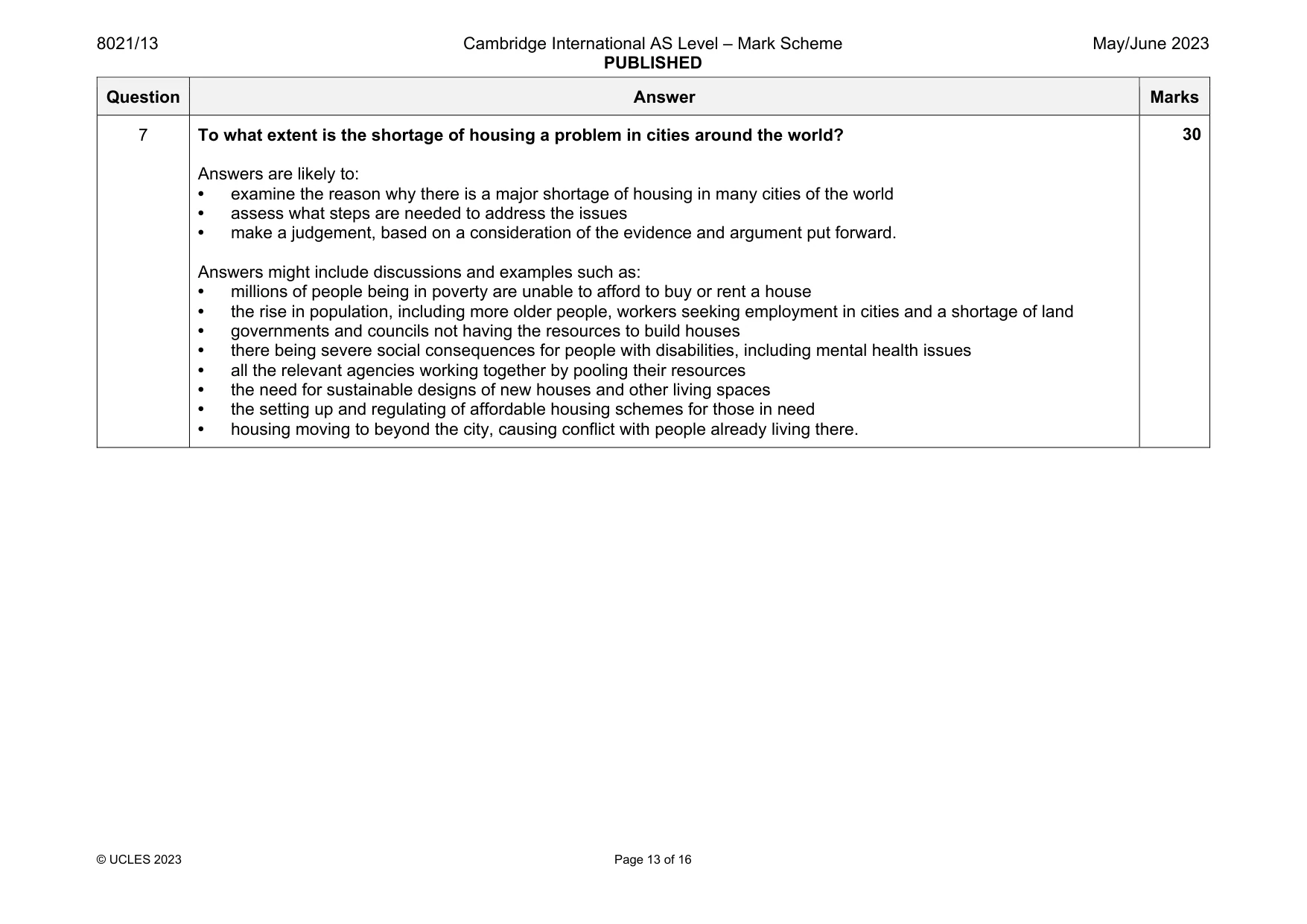 Mark scheme, page 13 of 16