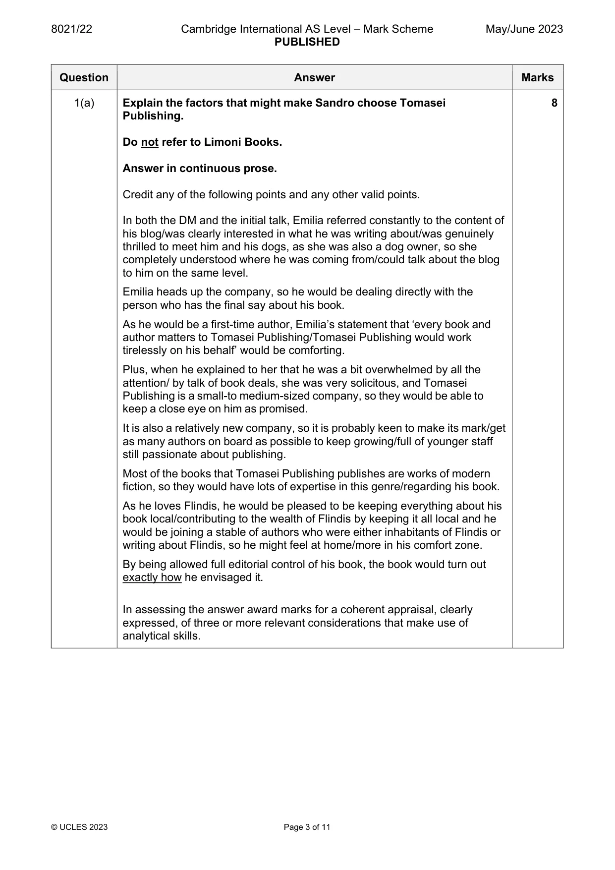 Mark scheme, page 3 of 11