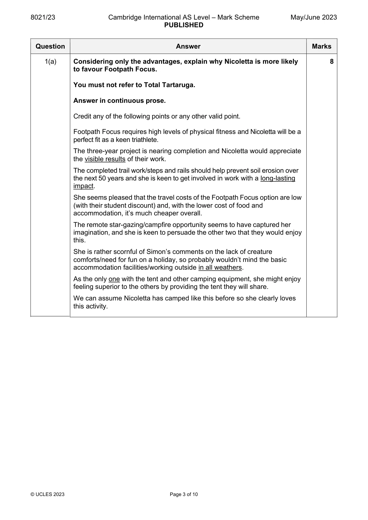 Mark scheme, page 3 of 10
