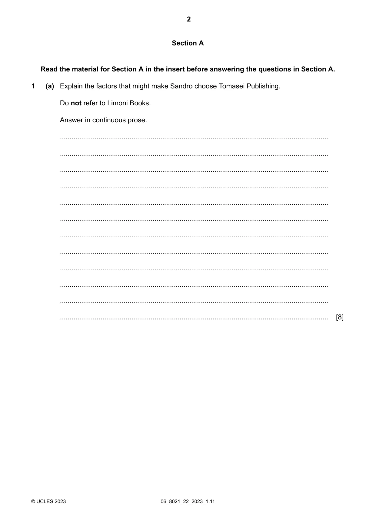 Cambridge A Level English General Paper 8021 2023 May/June Paper 2 · Variant 2 question paper, page 2 of 8