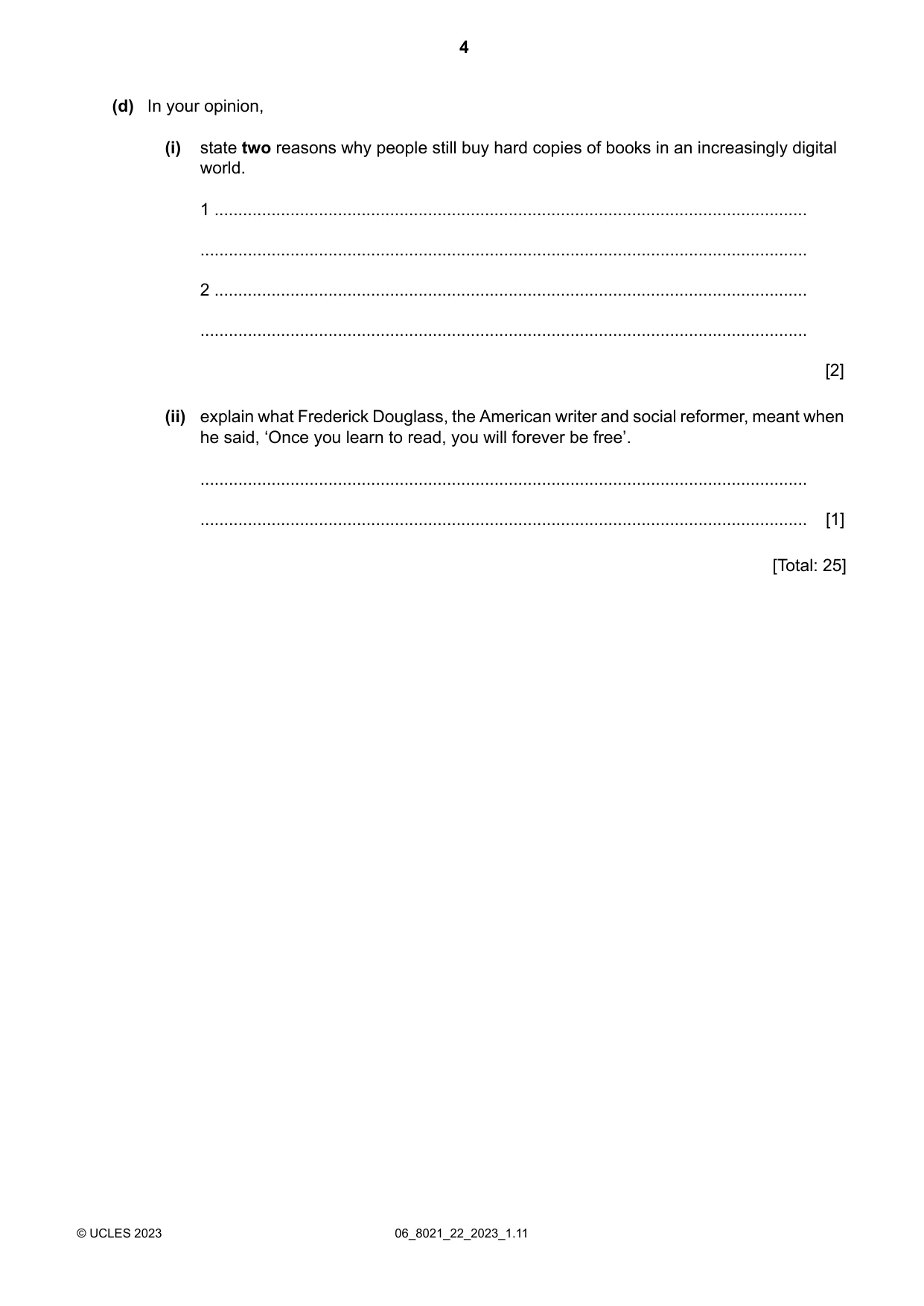 Cambridge A Level English General Paper 8021 2023 May/June Paper 2 · Variant 2 question paper, page 4 of 8