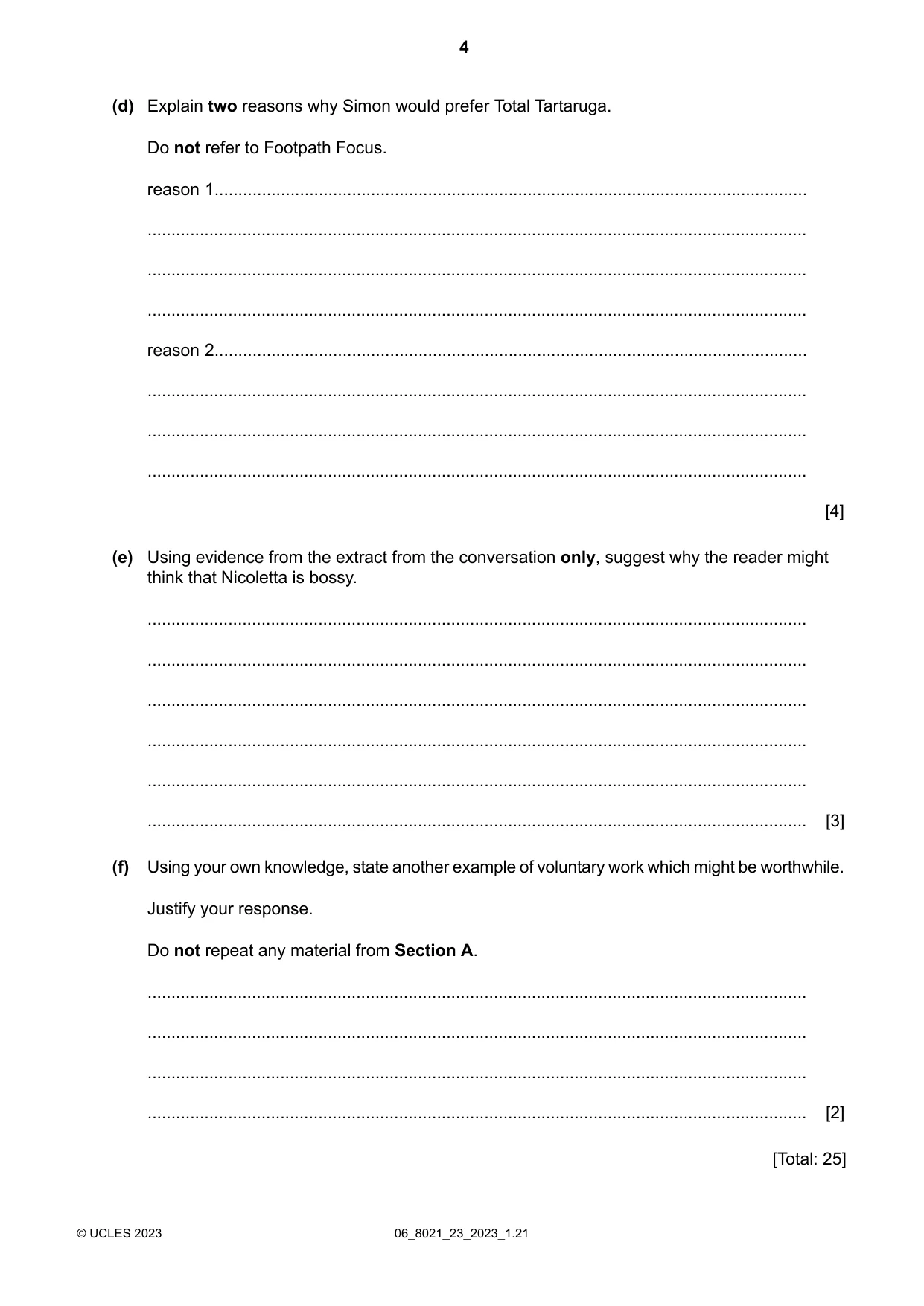 Cambridge A Level English General Paper 8021 2023 May/June Paper 2 · Variant 3 question paper, page 4 of 8