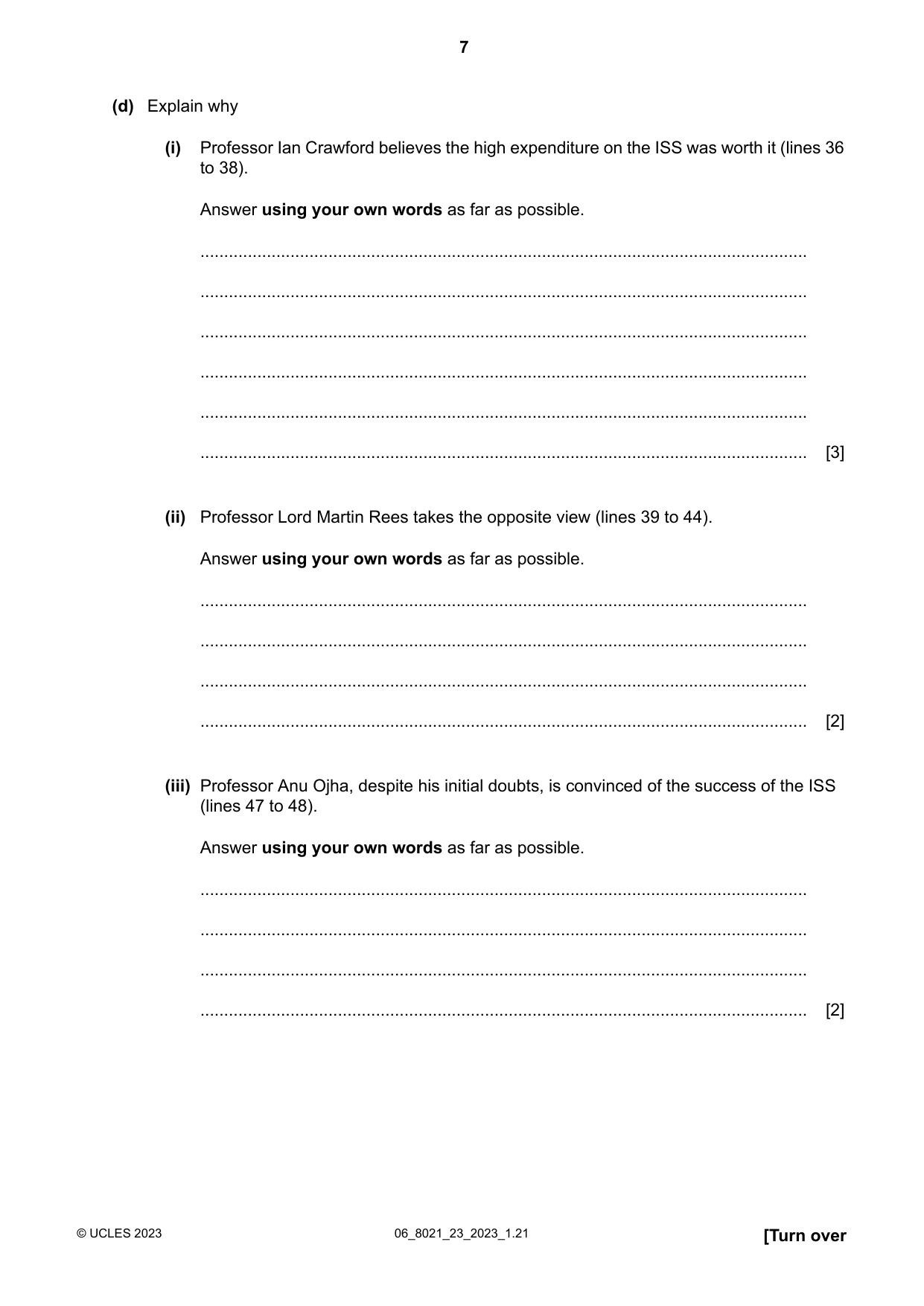 Cambridge A Level English General Paper 8021 2023 May/June Paper 2 · Variant 3 question paper, page 7 of 8