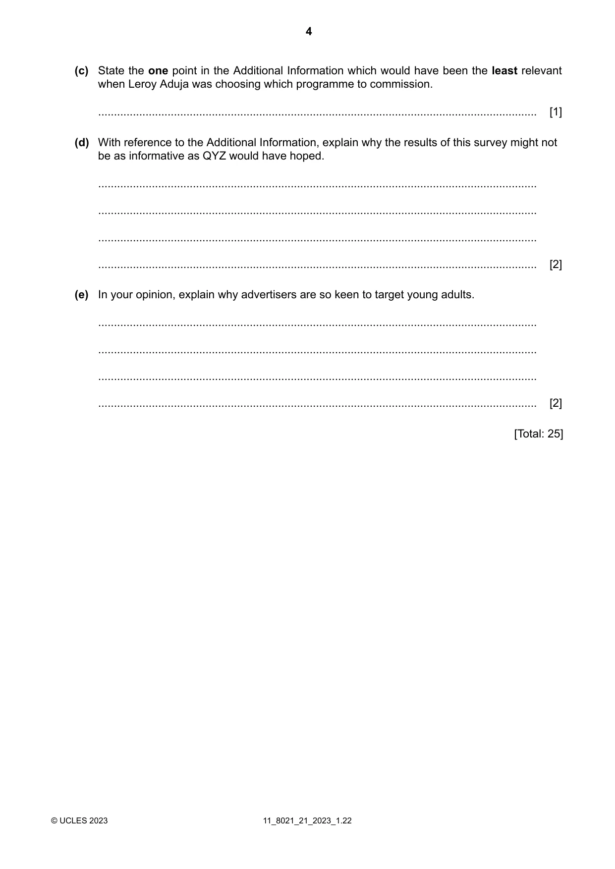 Cambridge A Level English General Paper 8021 2023 Oct/Nov Paper 2 · Variant 1 question paper, page 4 of 8