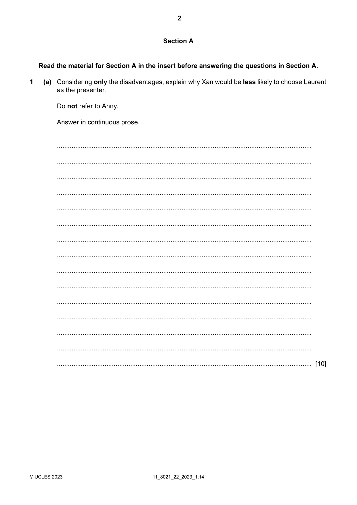 Cambridge A Level English General Paper 8021 2023 Oct/Nov Paper 2 · Variant 2 question paper, page 2 of 8