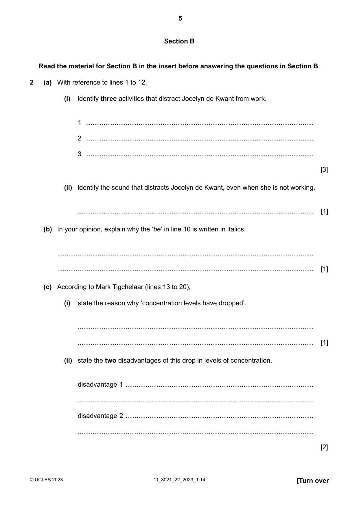 Cambridge A Level English General Paper 8021 2023 Oct/Nov Paper 2 · Variant 2 question paper, page 5 of 8