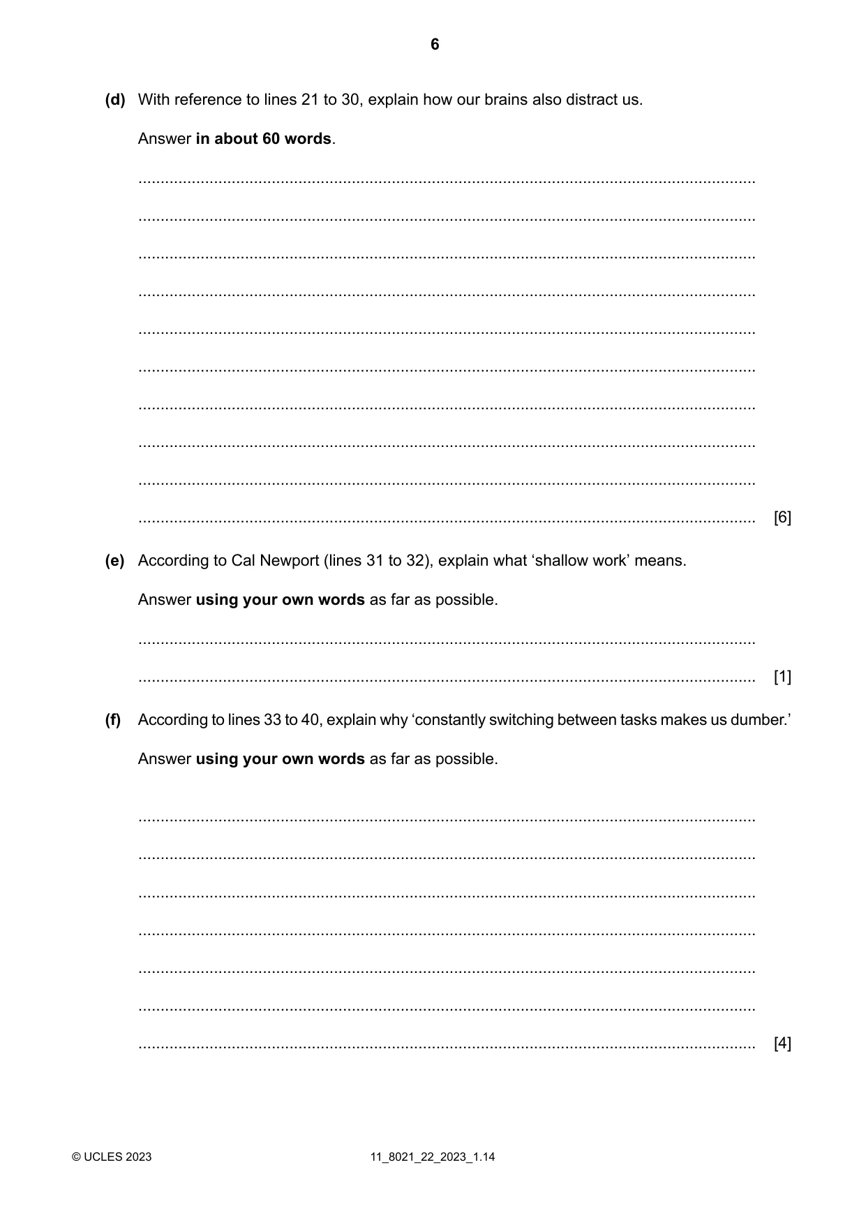 Cambridge A Level English General Paper 8021 2023 Oct/Nov Paper 2 · Variant 2 question paper, page 6 of 8