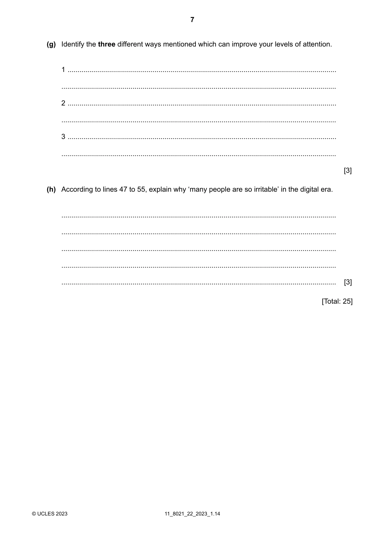 Cambridge A Level English General Paper 8021 2023 Oct/Nov Paper 2 · Variant 2 question paper, page 7 of 8