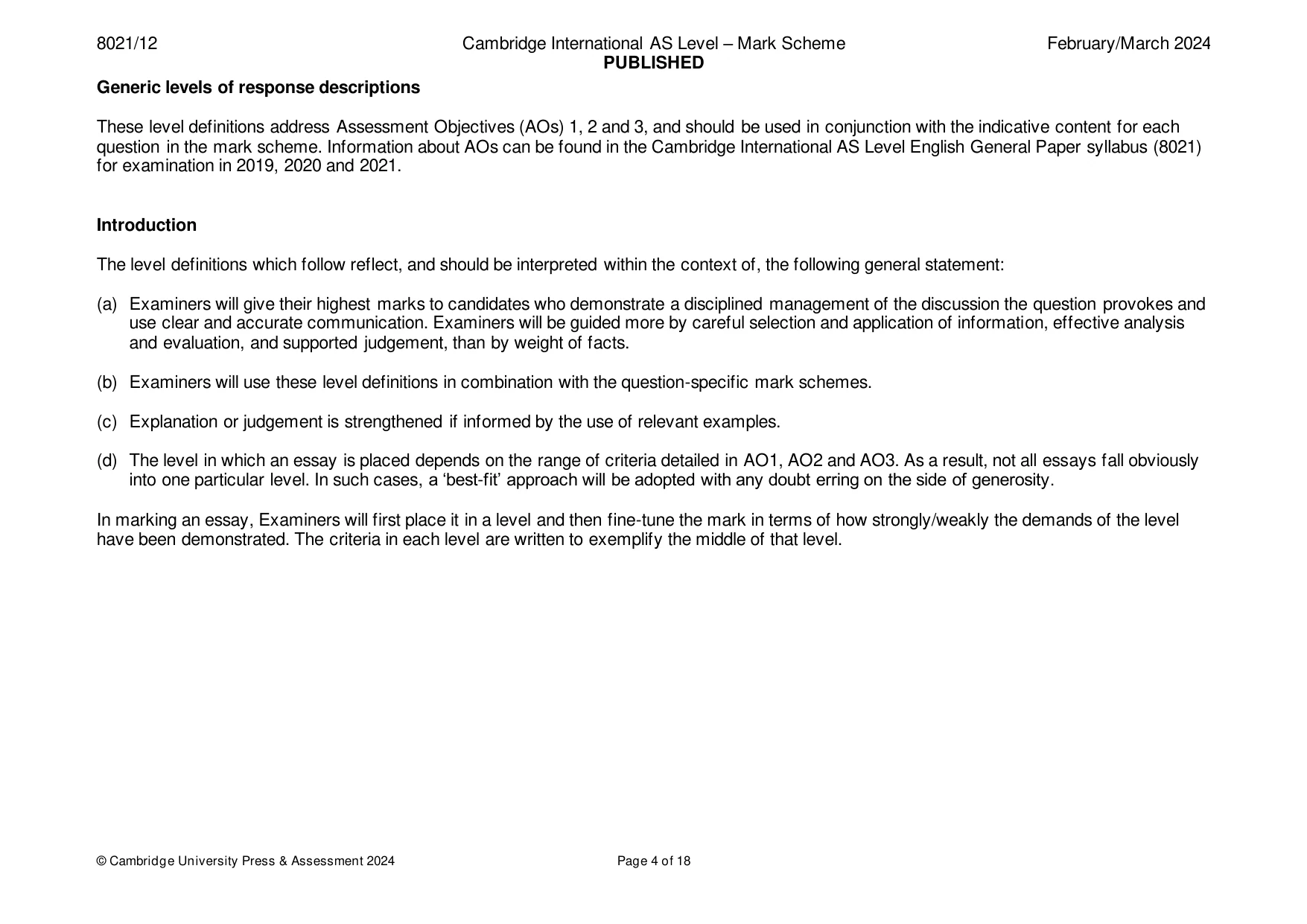 Mark scheme, page 4 of 18