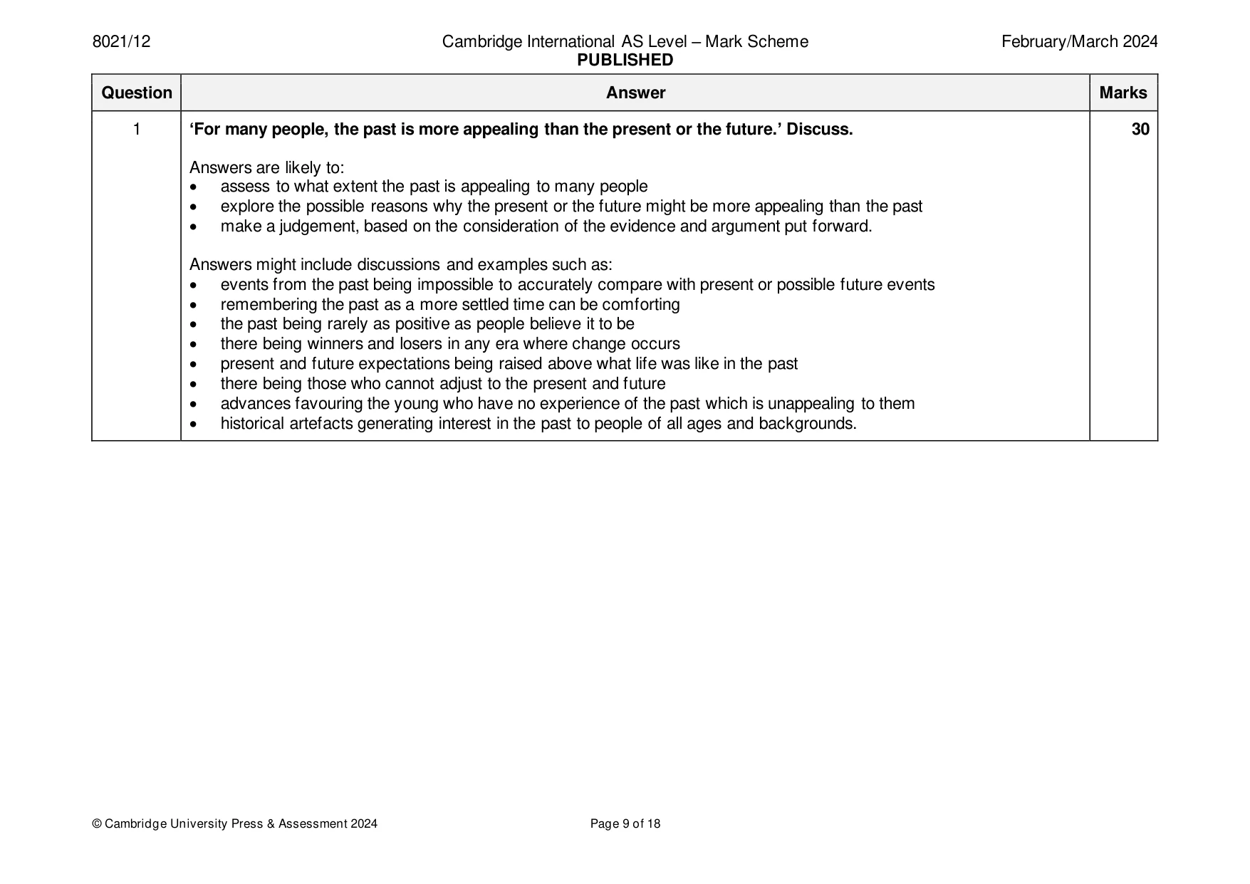 Mark scheme, page 9 of 18