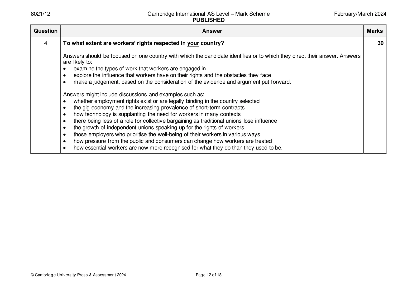 Mark scheme, page 12 of 18