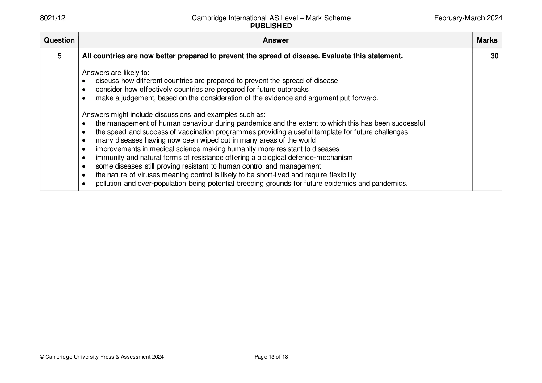 Mark scheme, page 13 of 18