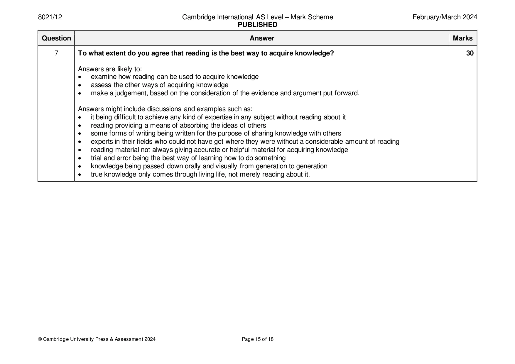 Mark scheme, page 15 of 18