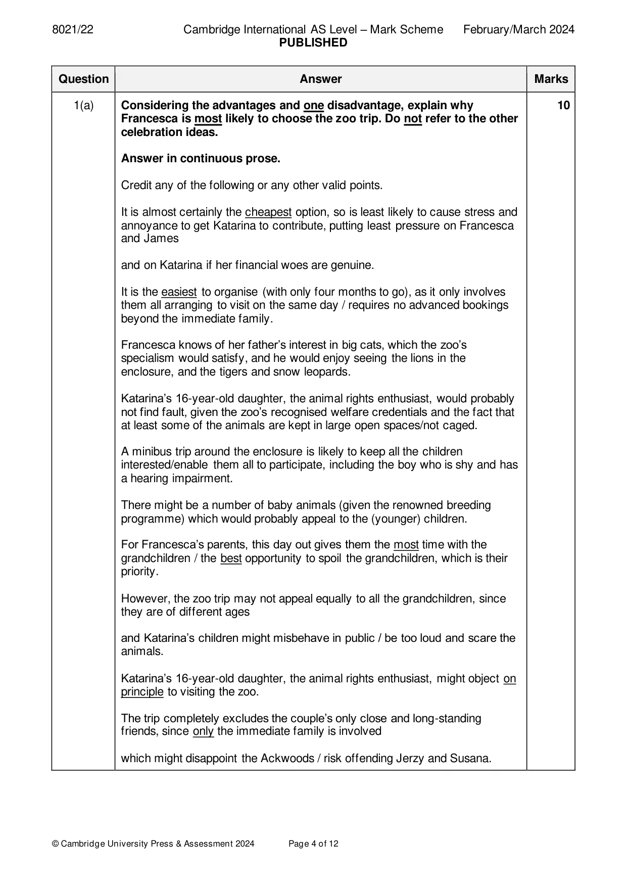 Mark scheme, page 4 of 12