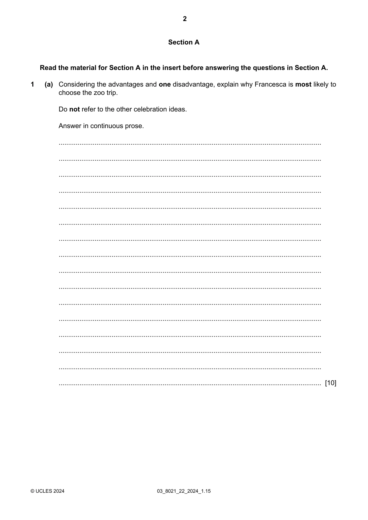 Cambridge A Level English General Paper 8021 2024 Feb/March Paper 2 · Variant 2 question paper, page 2 of 8