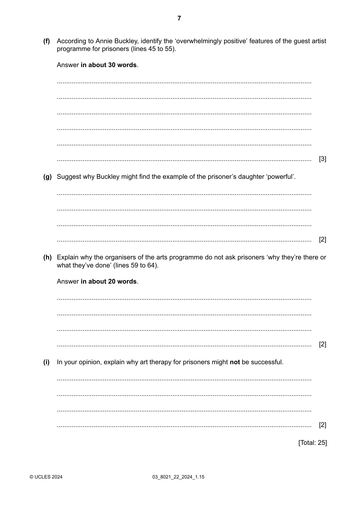 Cambridge A Level English General Paper 8021 2024 Feb/March Paper 2 · Variant 2 question paper, page 7 of 8