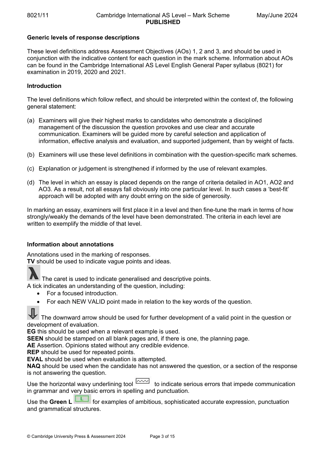 Mark scheme, page 3 of 15