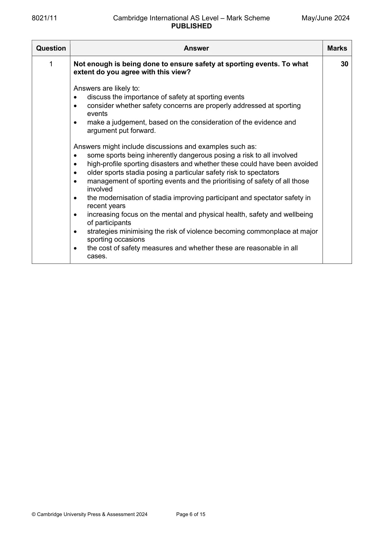 Mark scheme, page 6 of 15