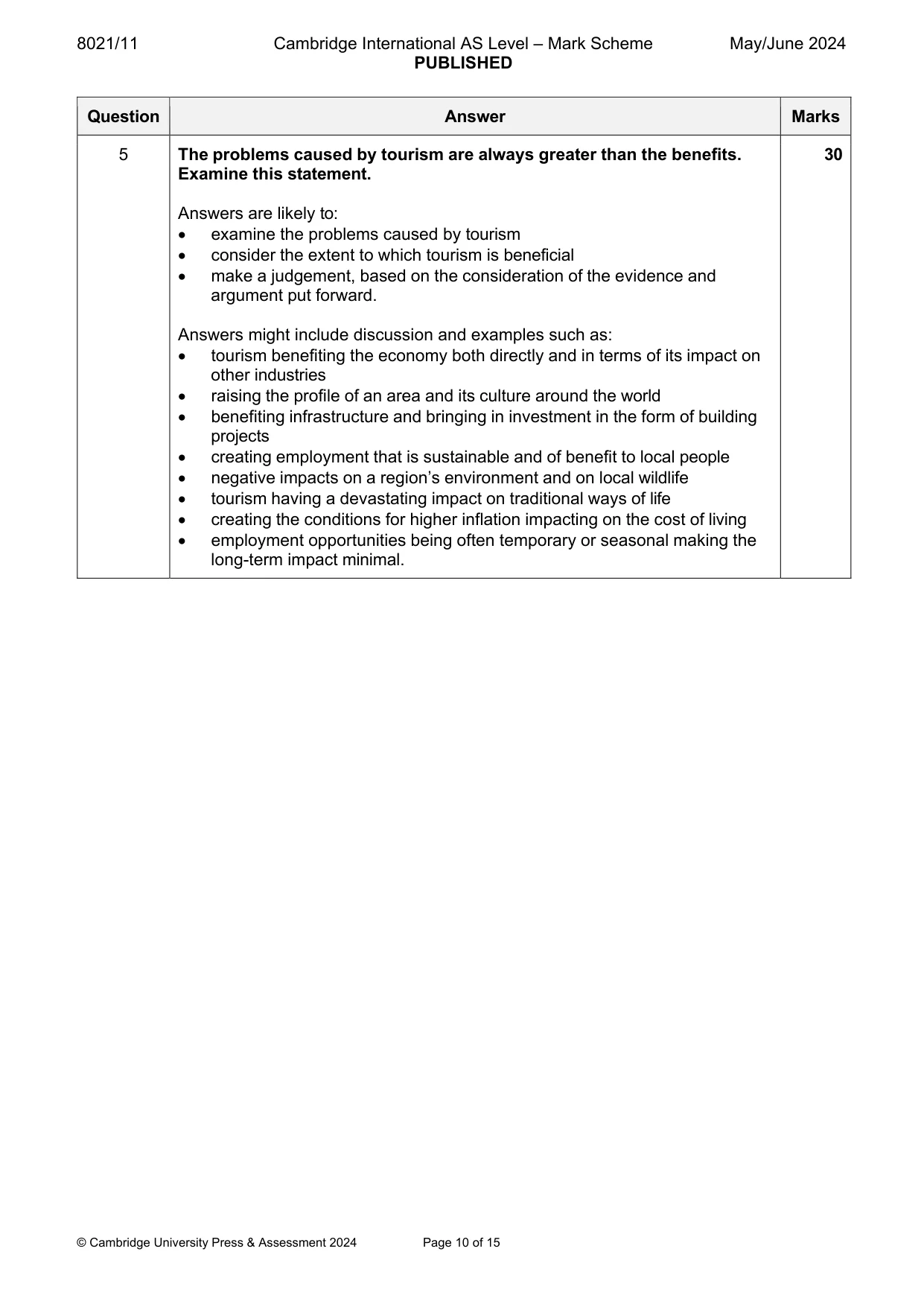 Mark scheme, page 10 of 15