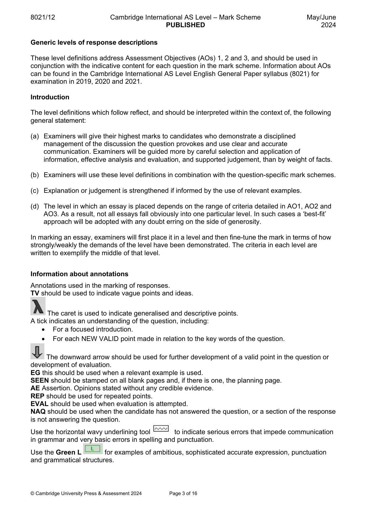 Mark scheme, page 3 of 16